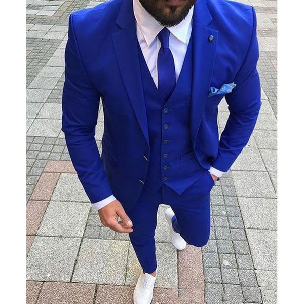 Royal Blue Wedding Mens Suits Custom Slim Fit Tuxedos Blazer